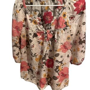 Floral Print Women's Blouse - Pink, Yellow, Black